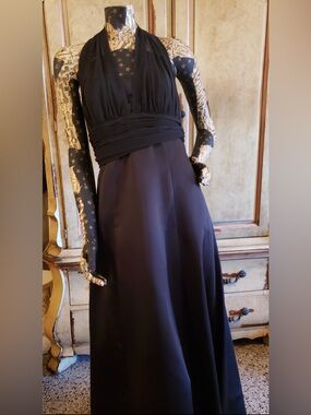 David's Bridal Black V-Neck Maxi Dress
